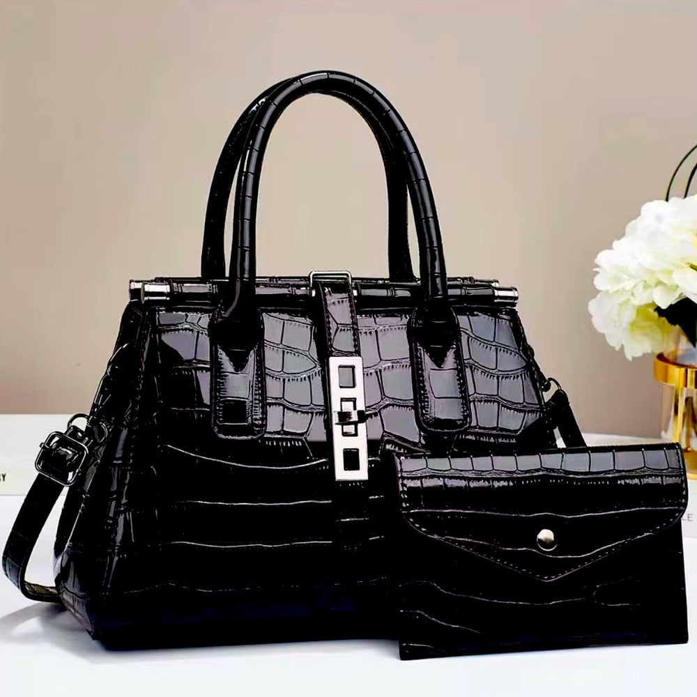 Luxury handbag with mini makeup bag